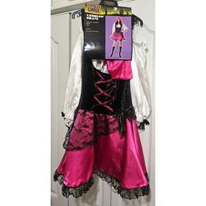 Caribbean Pirate Juniors Costume Lace Velvet Satin Pink Halloween Dress Pretty